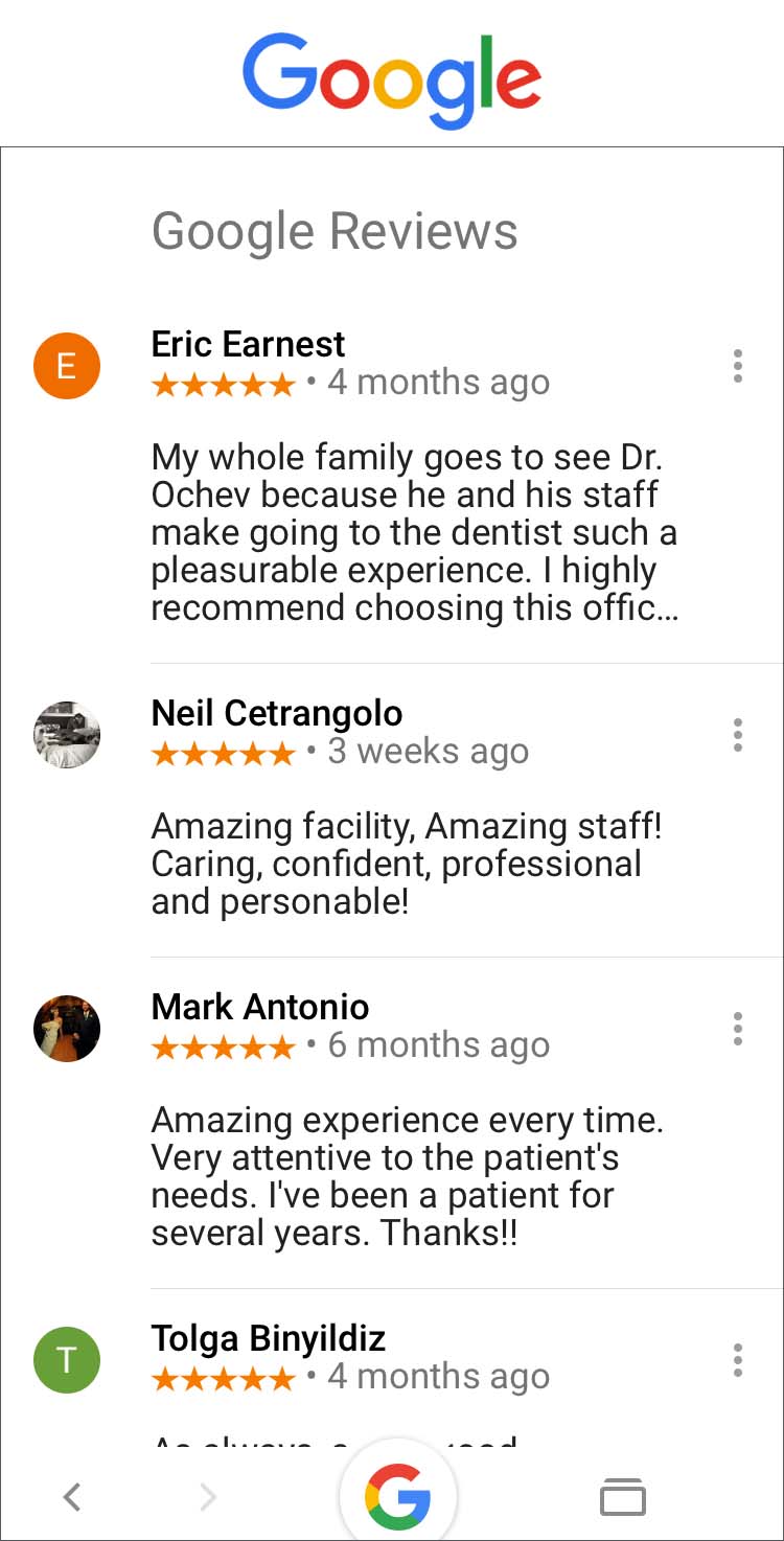 Some samples of our reviews on Google