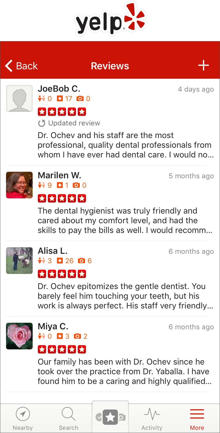 Some samples of our reviews on Yelp