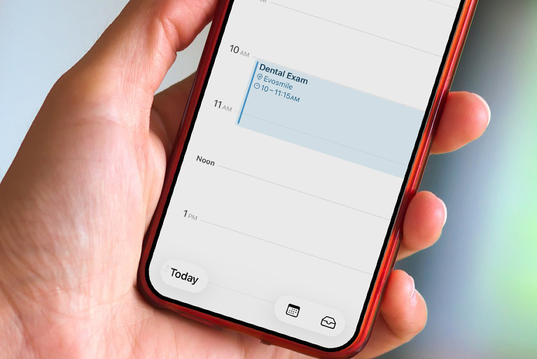 10am Dental Exam calendar appointment on cell phone screen